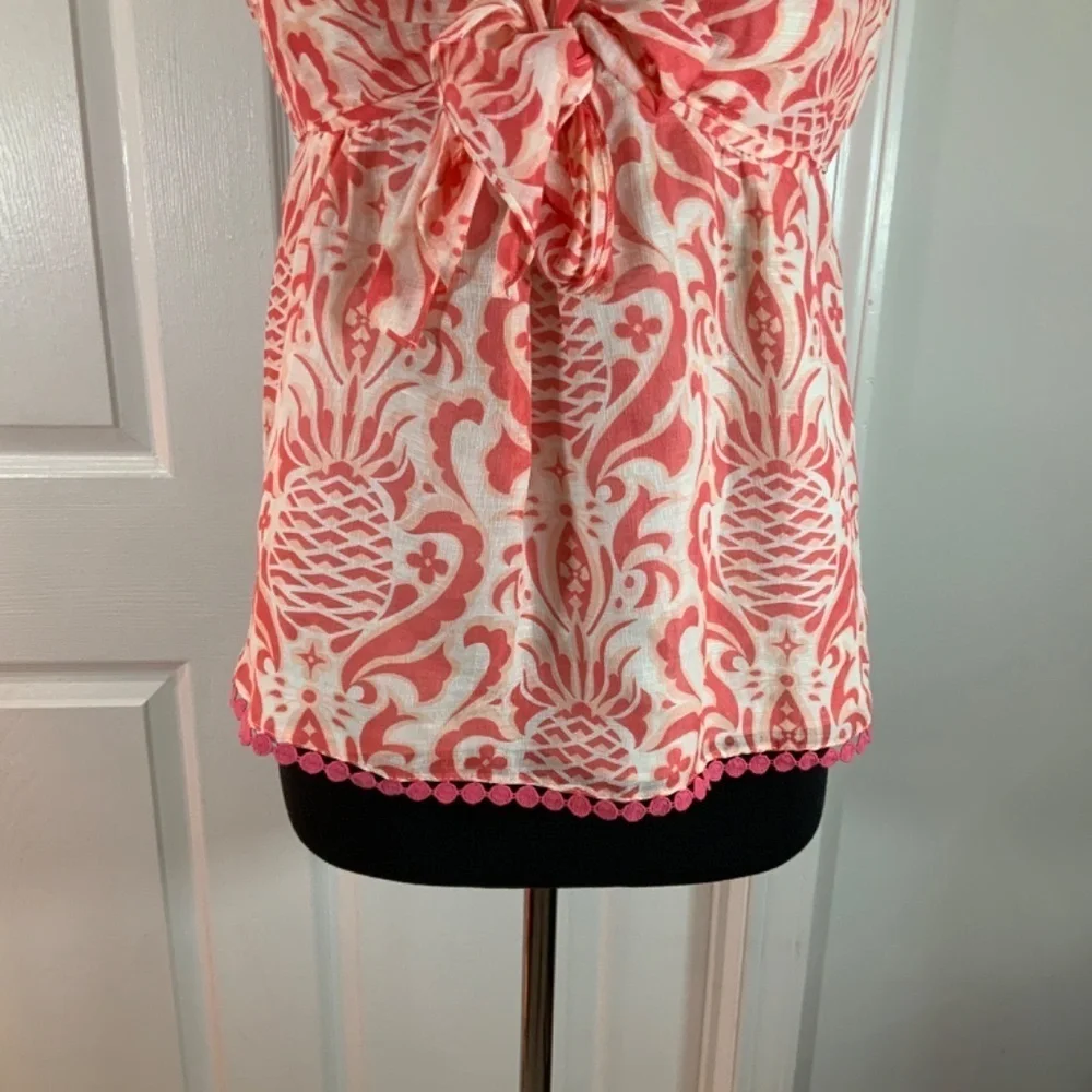Kate Spade Pineapple Print Silk Linen Top Size 4